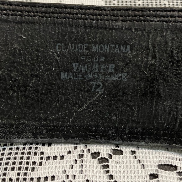 Vintage Claude Montana Avant Garde Leather Black Belt Made in France 1980s - Picture 6 of 9